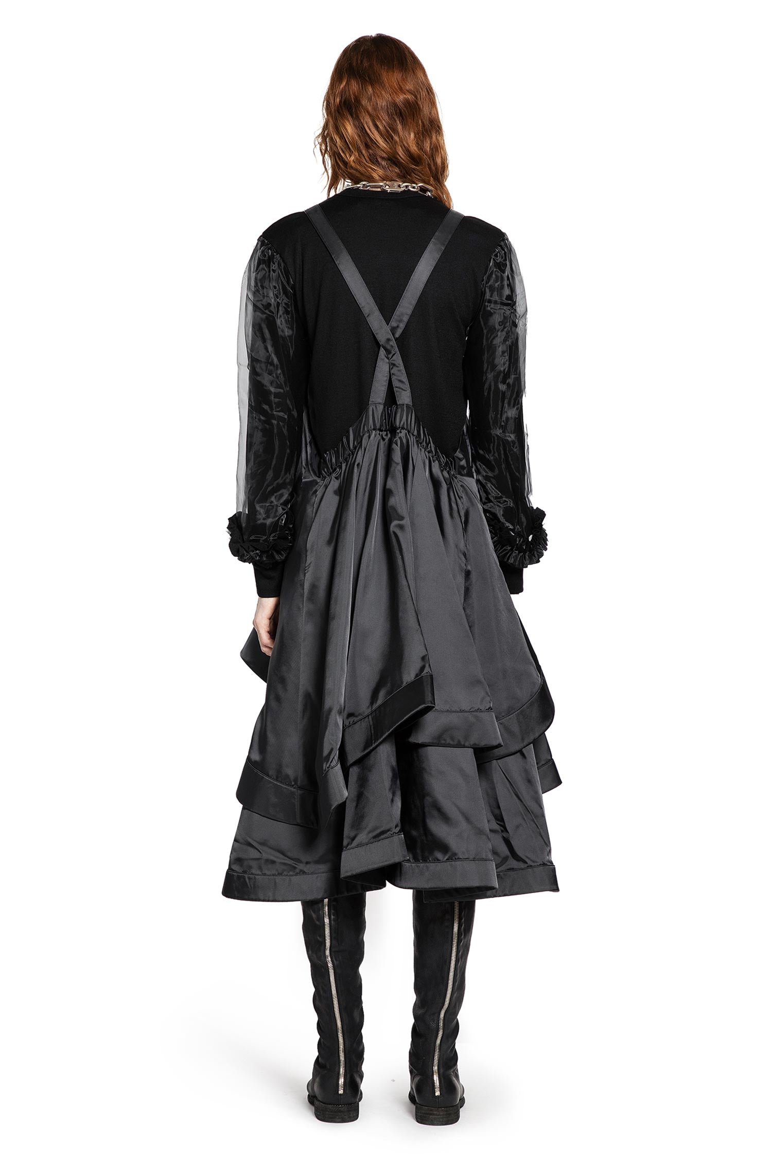 Satin Apron Midi Dress