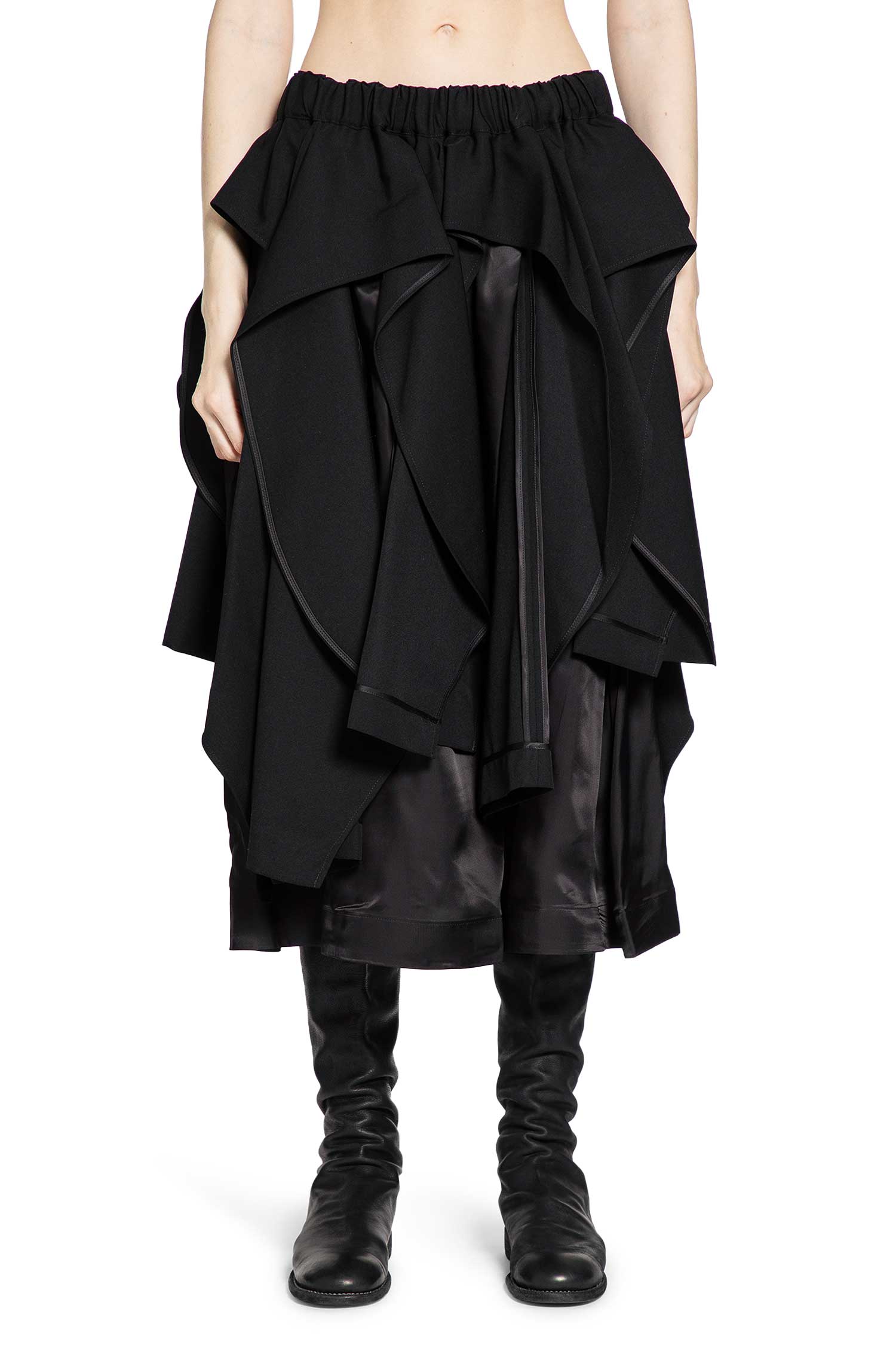 Deconstructed Wool Midi Skirt