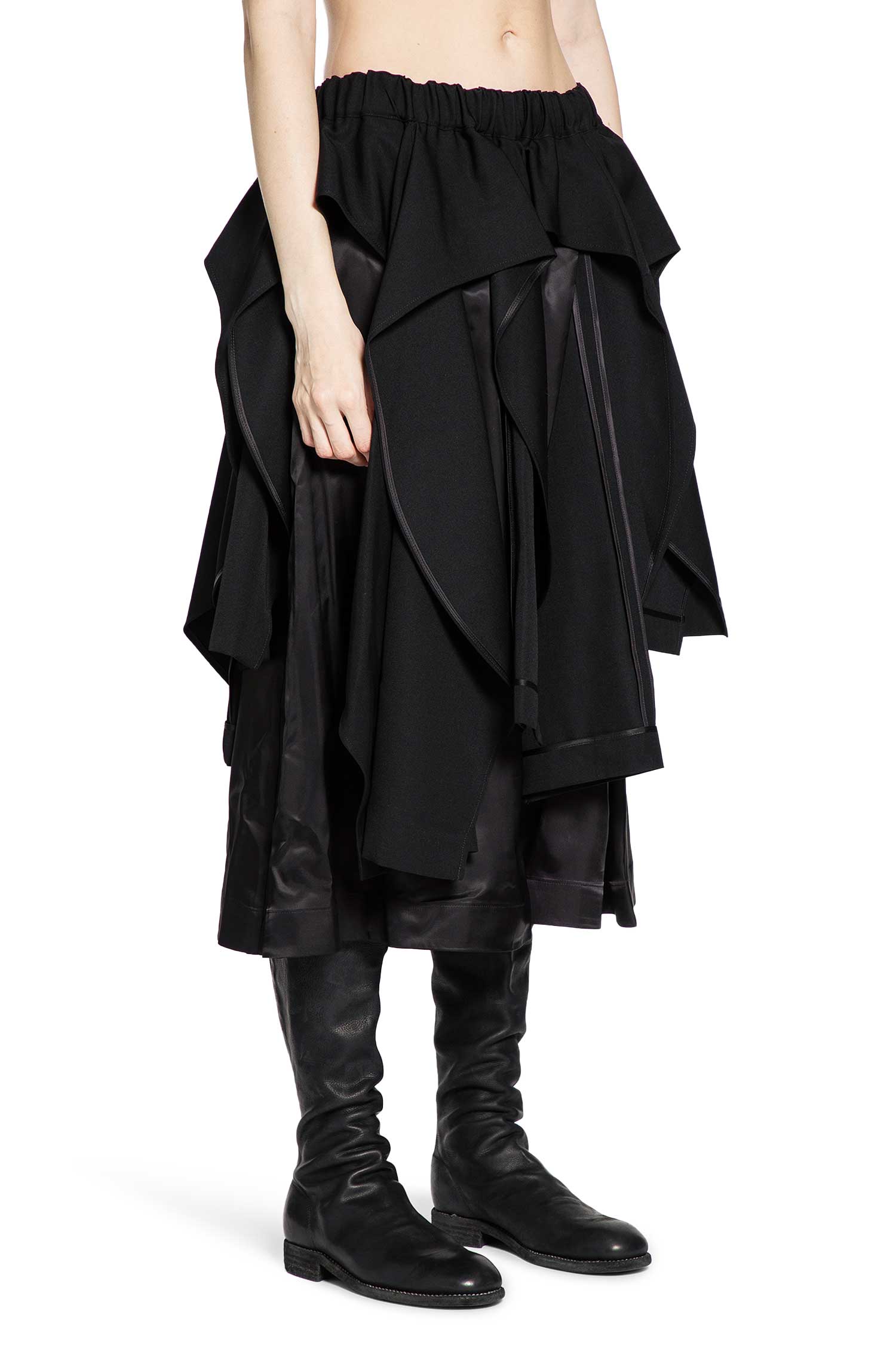 Deconstructed Wool Midi Skirt