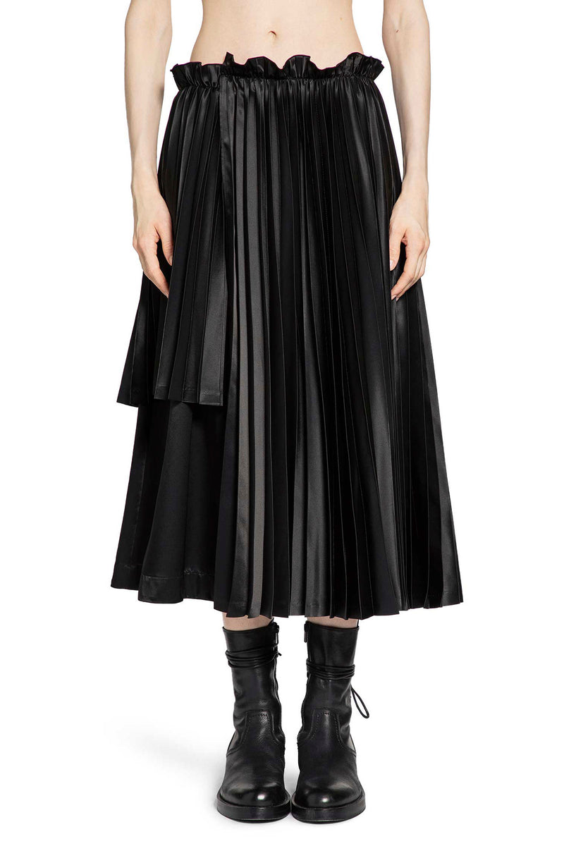Pleated Asymmetric Midi Skirt