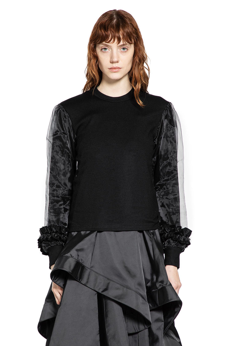 Wool Jersey and Tulle Long Sleeve T-Shirt - Antonioli.eu