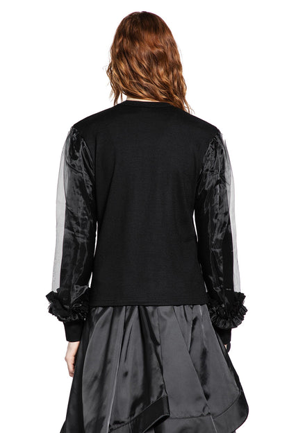 Wool Jersey and Tulle Long Sleeve T-Shirt