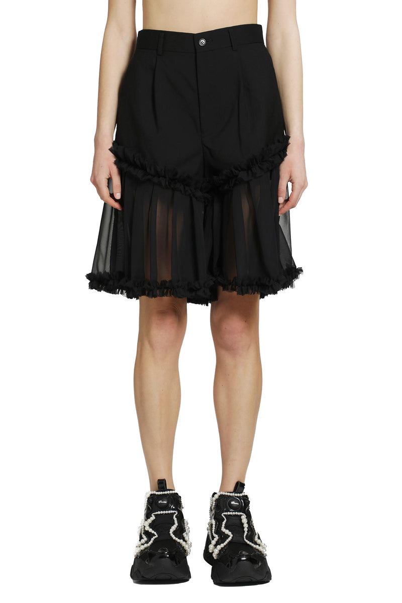 NOIR KEI NINOMIYA Ruffled Tulle And Wool Shorts woman