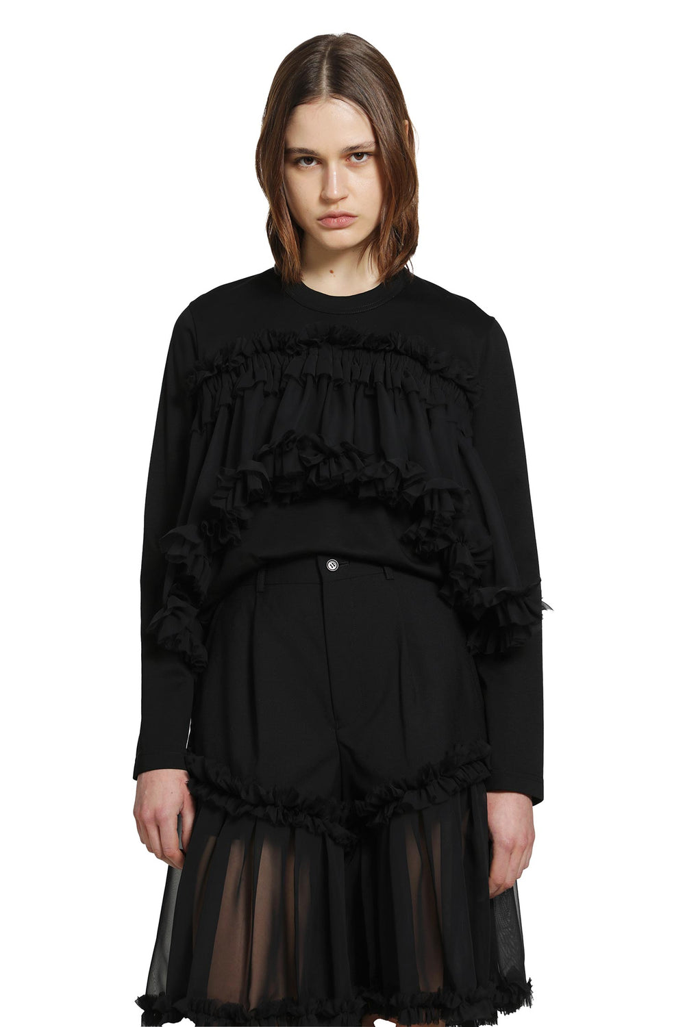 NOIR KEI NINOMIYA Tulle Long Sleeve T-Shirt woman