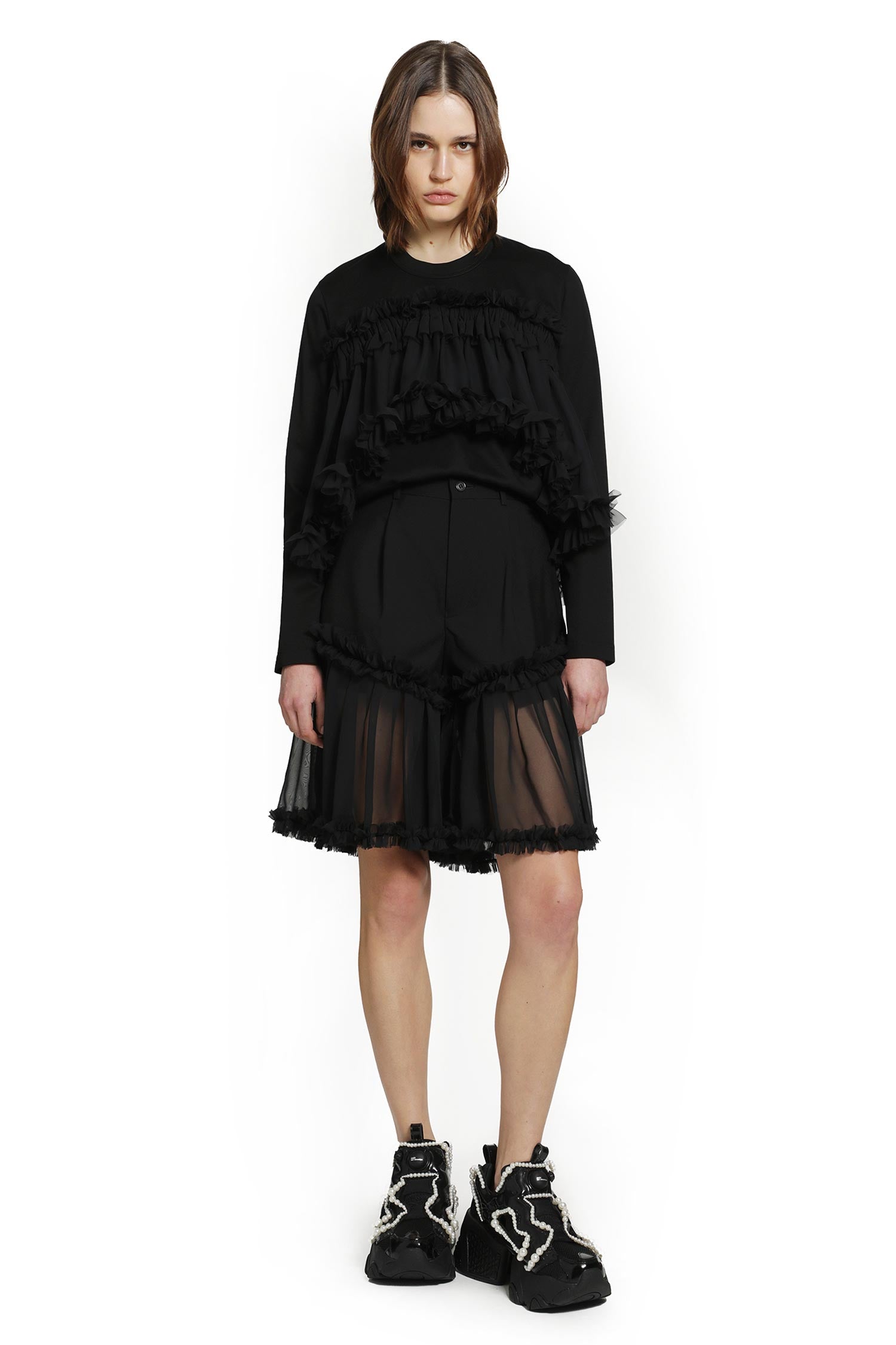 NOIR KEI NINOMIYA Tulle Long Sleeve T-Shirt woman