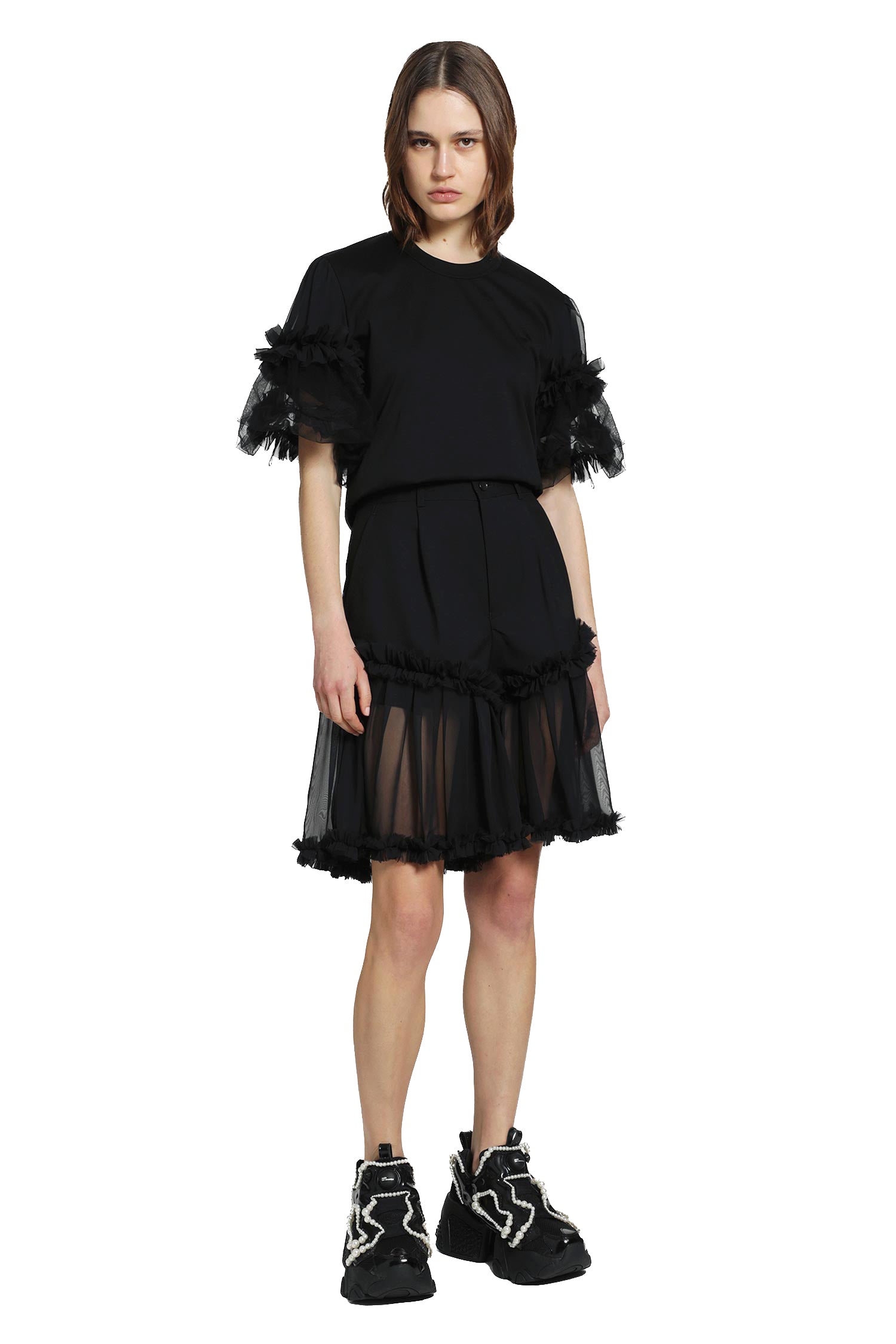 NOIR KEI NINOMIYA Ruffle Short Sleeve T-Shirt woman