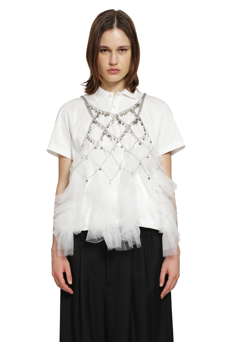 NOIR KEI NINOMIYA Link Chain Crop Top with Stars woman