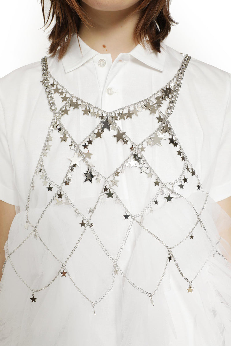 NOIR KEI NINOMIYA Link Chain Crop Top with Stars woman
