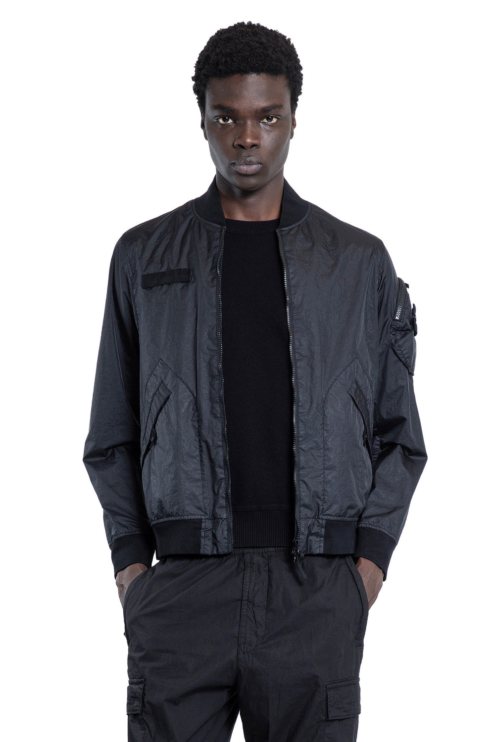 STONE ISLAND MAN BLACK JACKETS