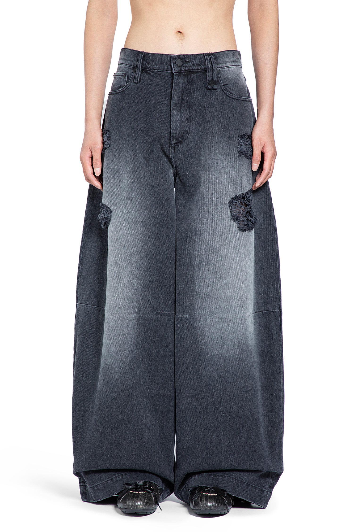 Distressed Wide Leg Puddle Jeans