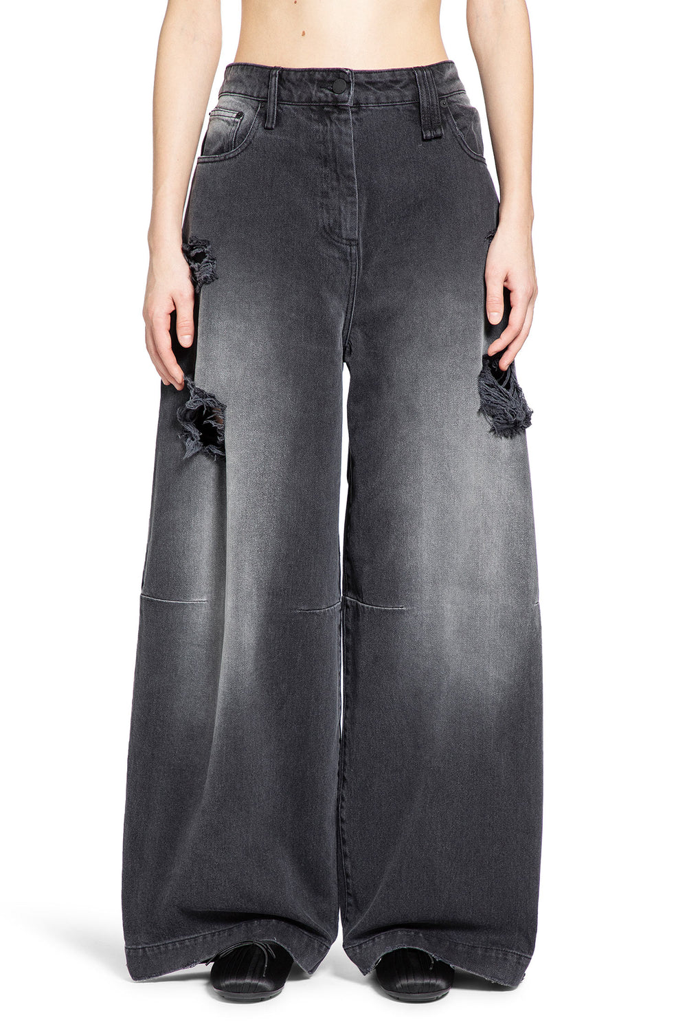 Distressed Wide Leg Puddle Jeans