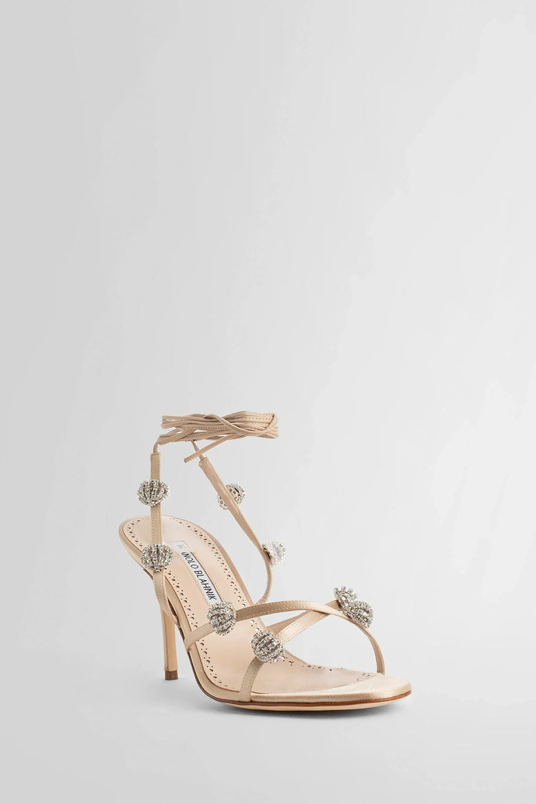 MANOLO BLAHNIK WOMAN GOLD SANDALS & SLIDES - Antonioli.eu