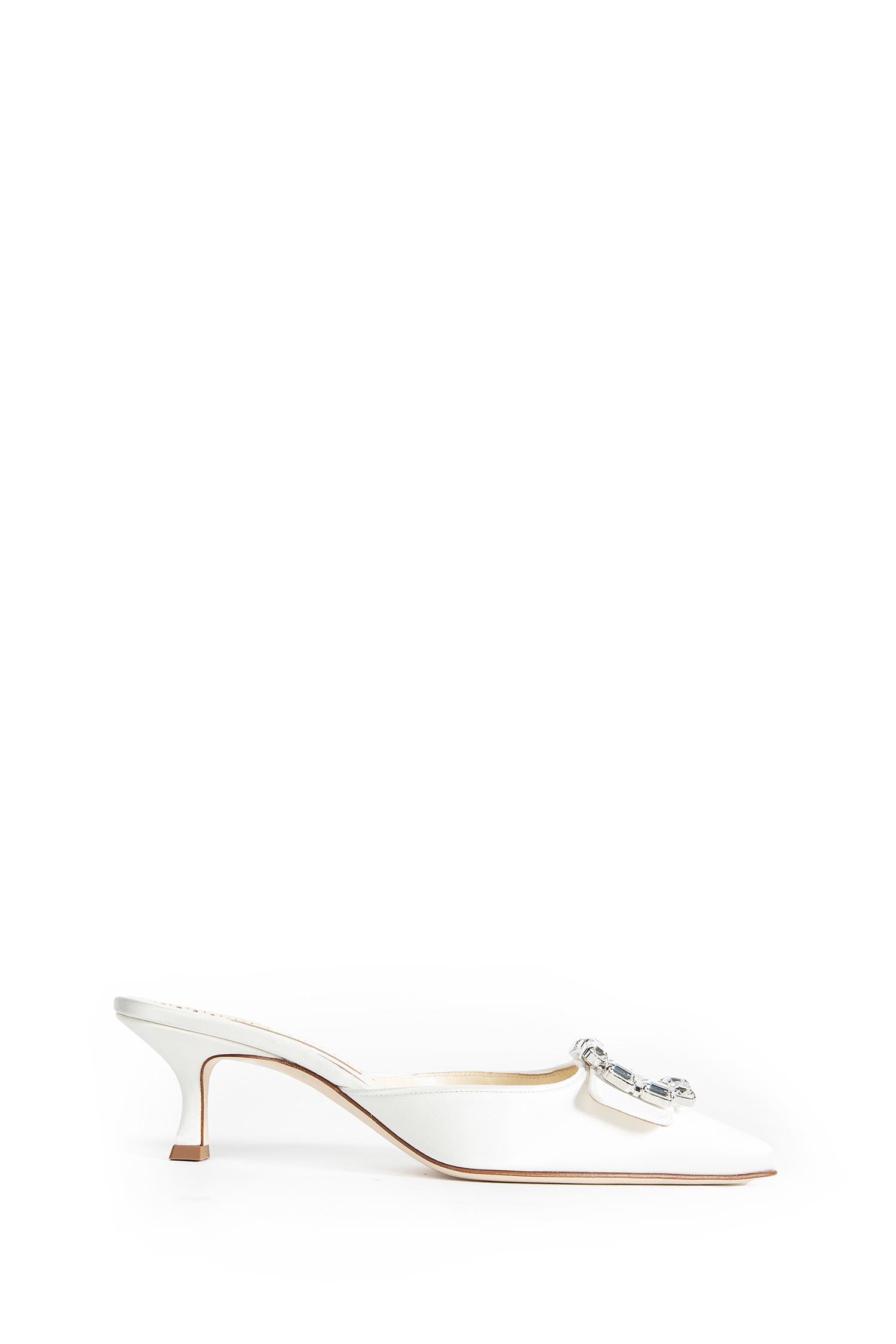 Mayjou Satin Crystal Buckle Mules