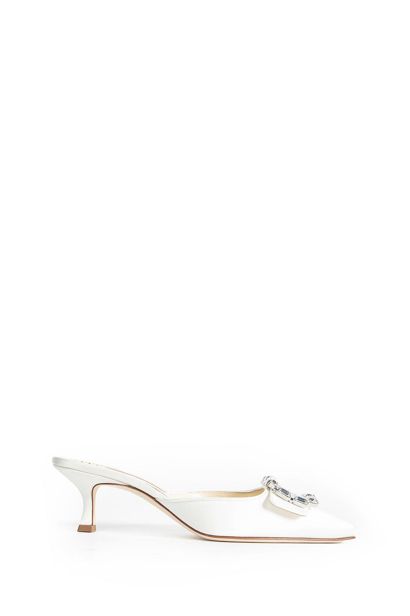 Mayjou Satin Crystal Buckle Mules
