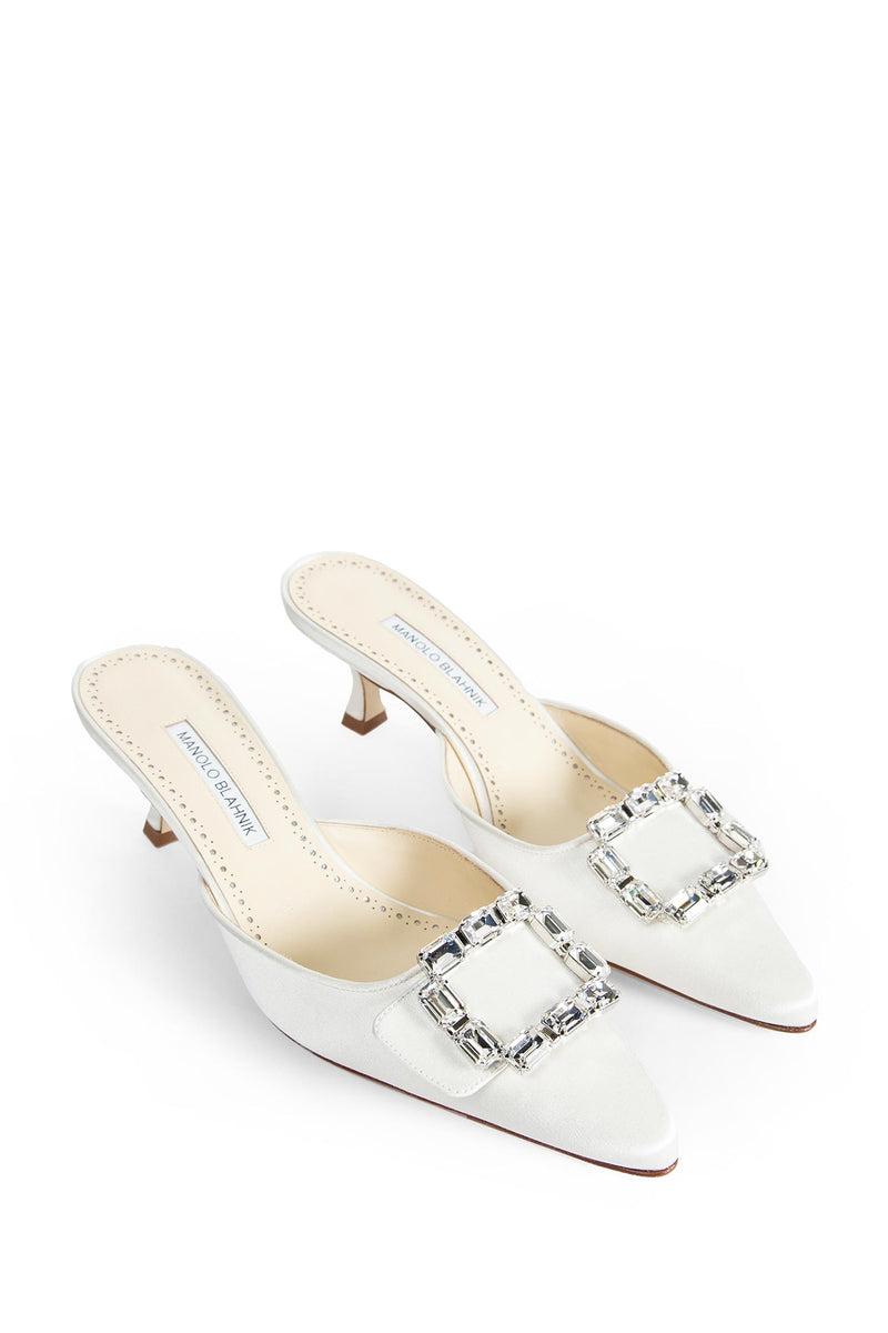Mayjou Satin Crystal Buckle Mules