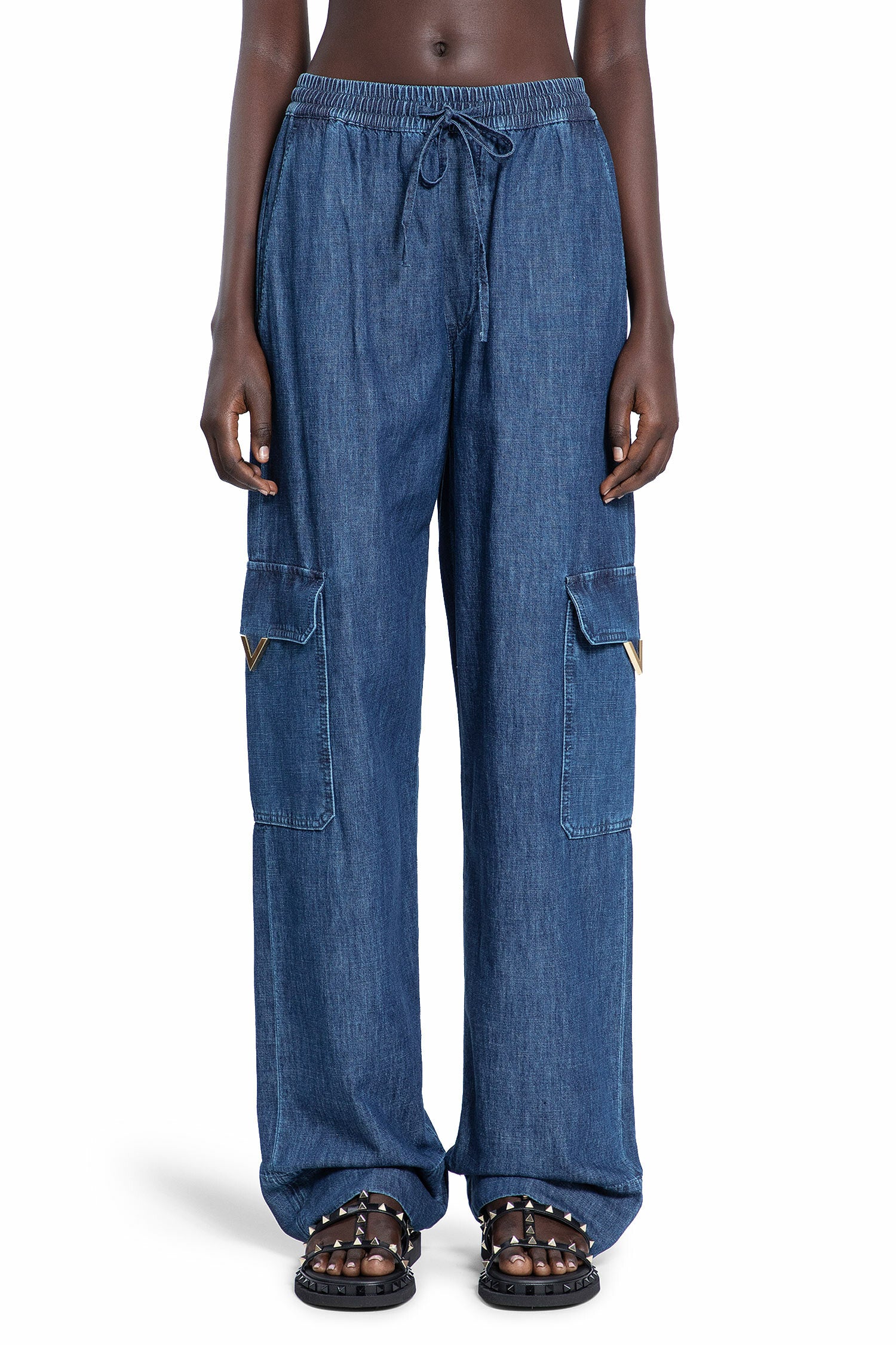 VALENTINO WOMAN BLUE TROUSERS