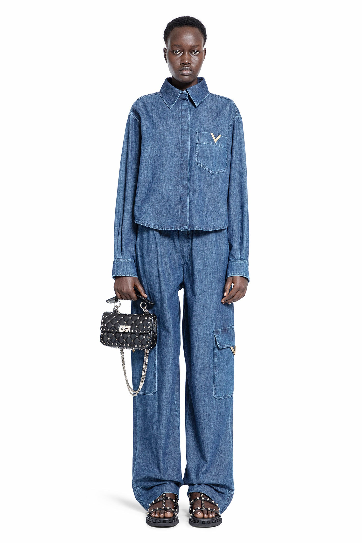 VALENTINO WOMAN BLUE TROUSERS