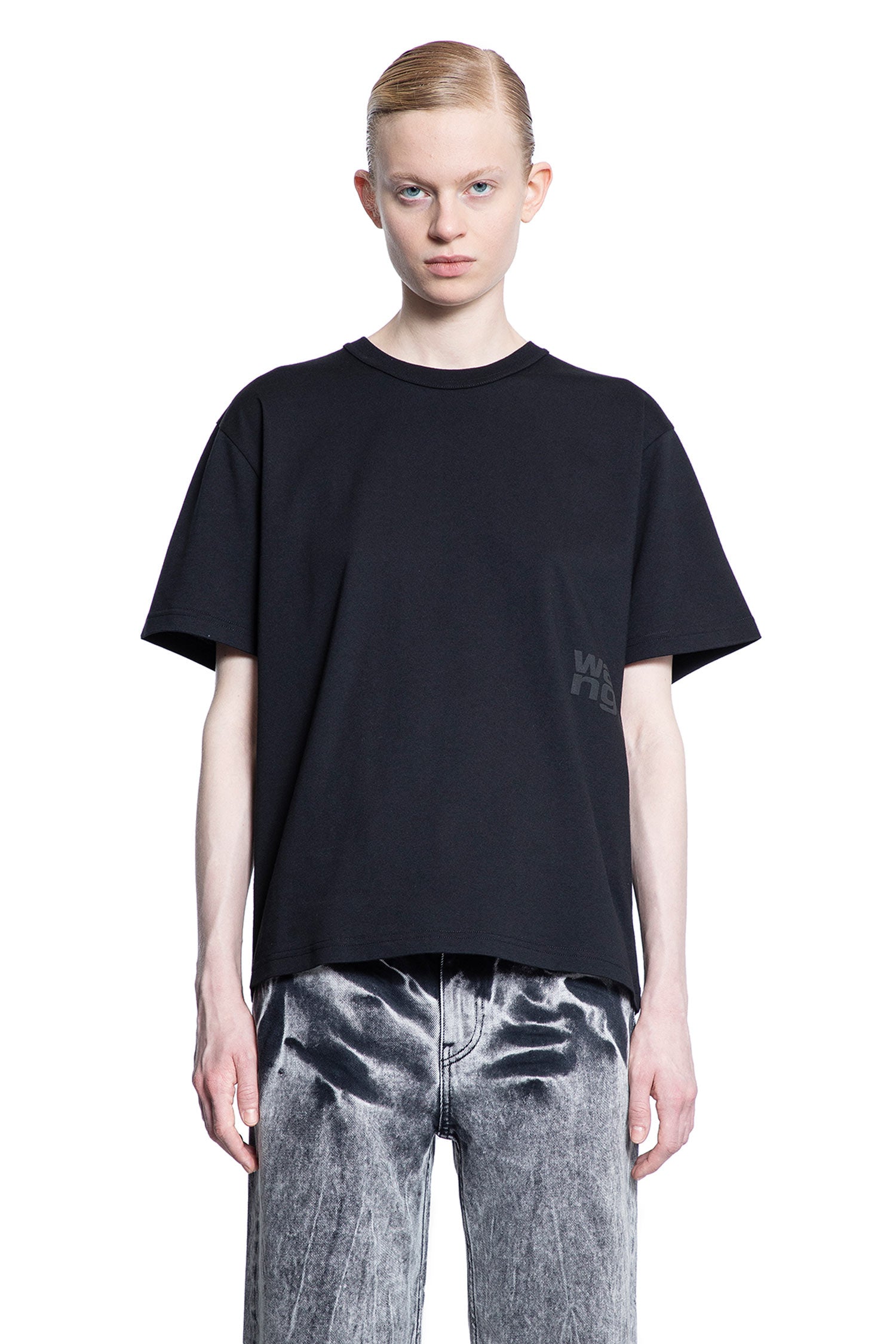 ALEXANDER WANG WOMAN BLACK T-SHIRTS & TANK TOPS