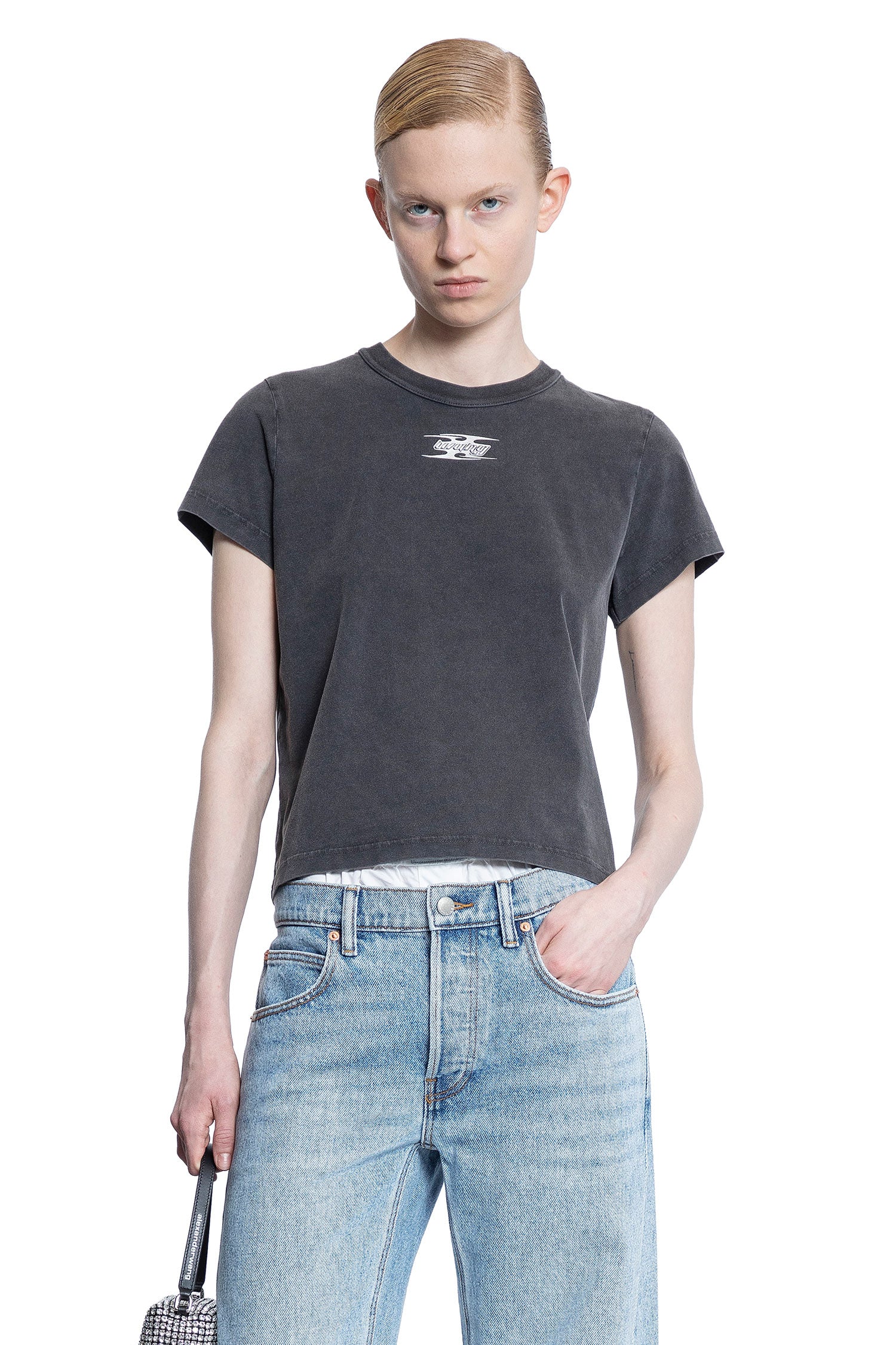 ALEXANDER WANG WOMAN GREY T-SHIRTS & TANK TOPS