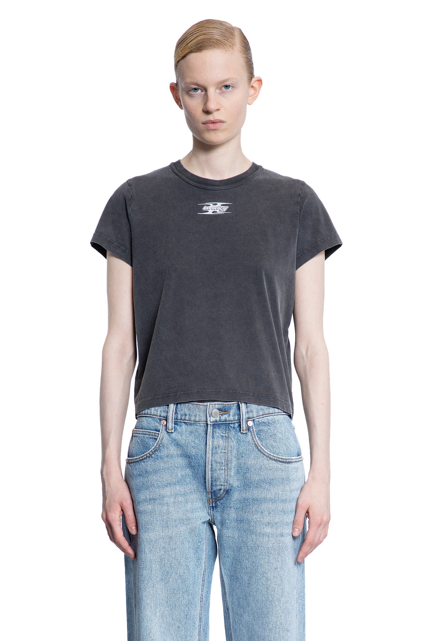 ALEXANDER WANG WOMAN GREY T-SHIRTS & TANK TOPS