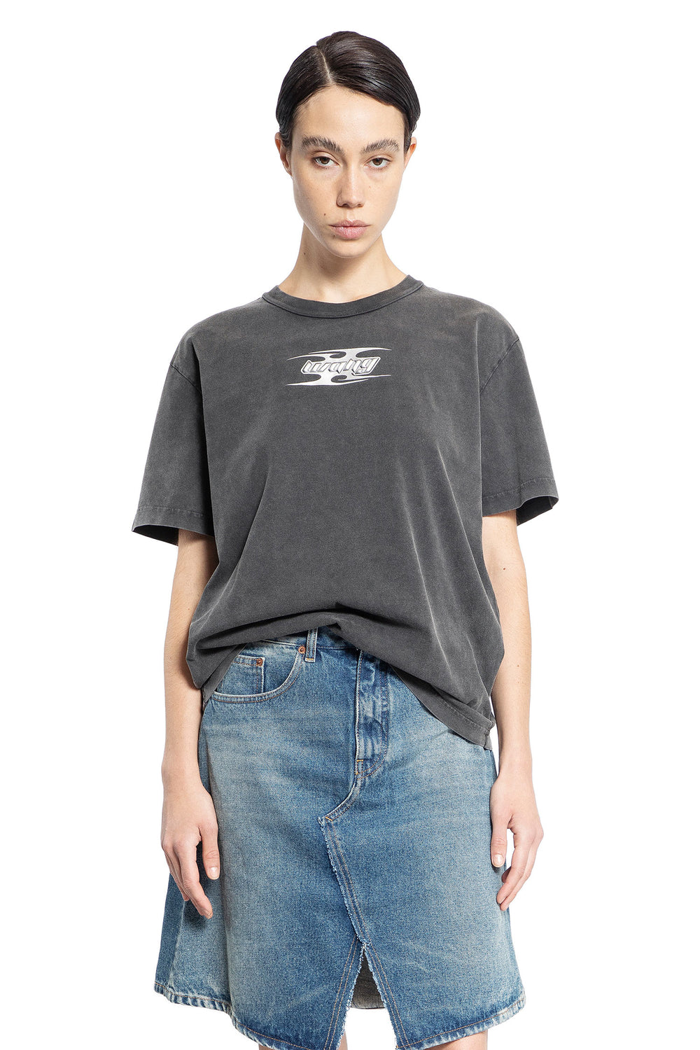 ALEXANDER WANG WOMAN GREY T-SHIRTS & TANK TOPS