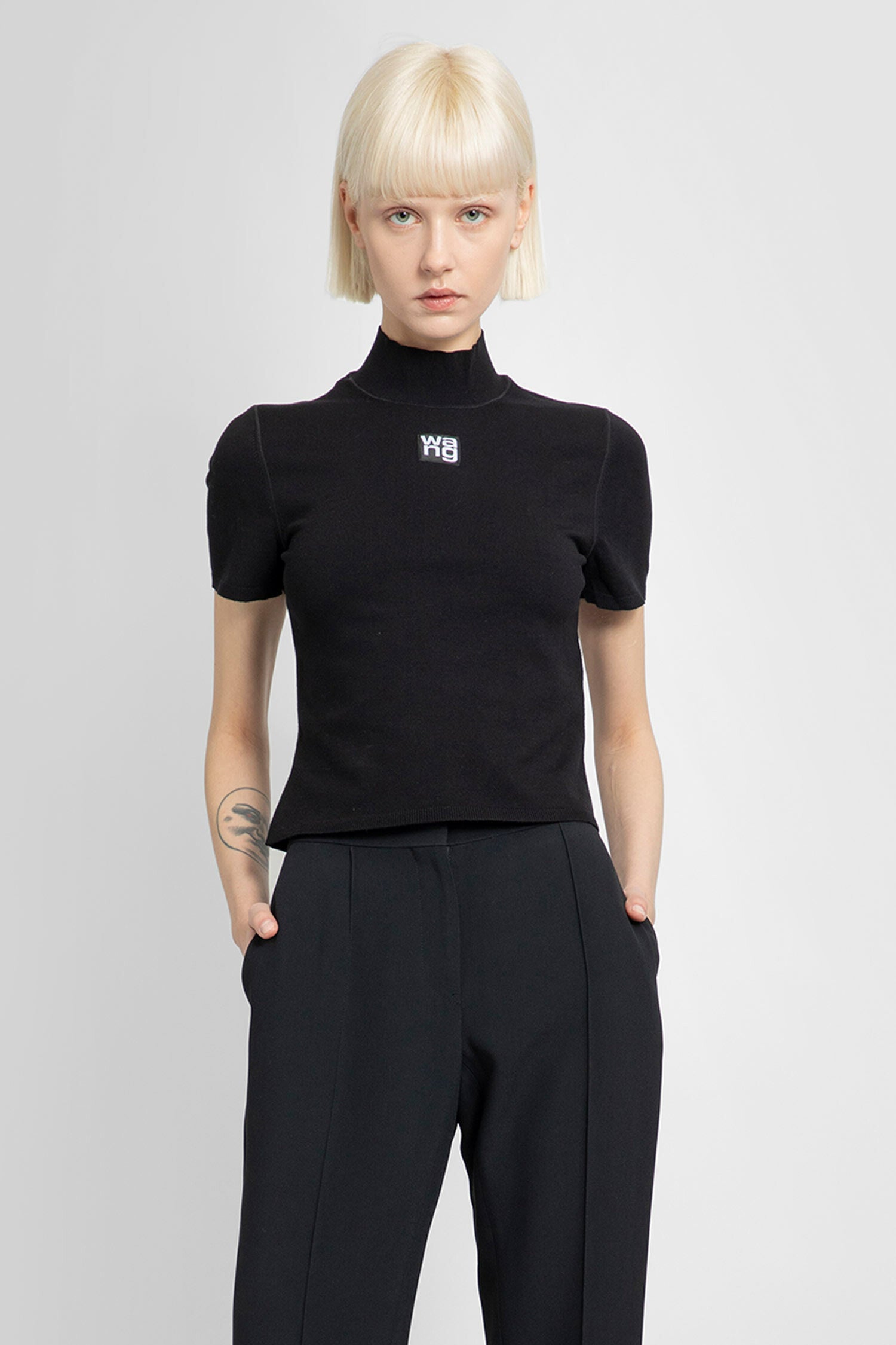 ALEXANDER WANG WOMAN BLACK T-SHIRTS & TANK TOPS