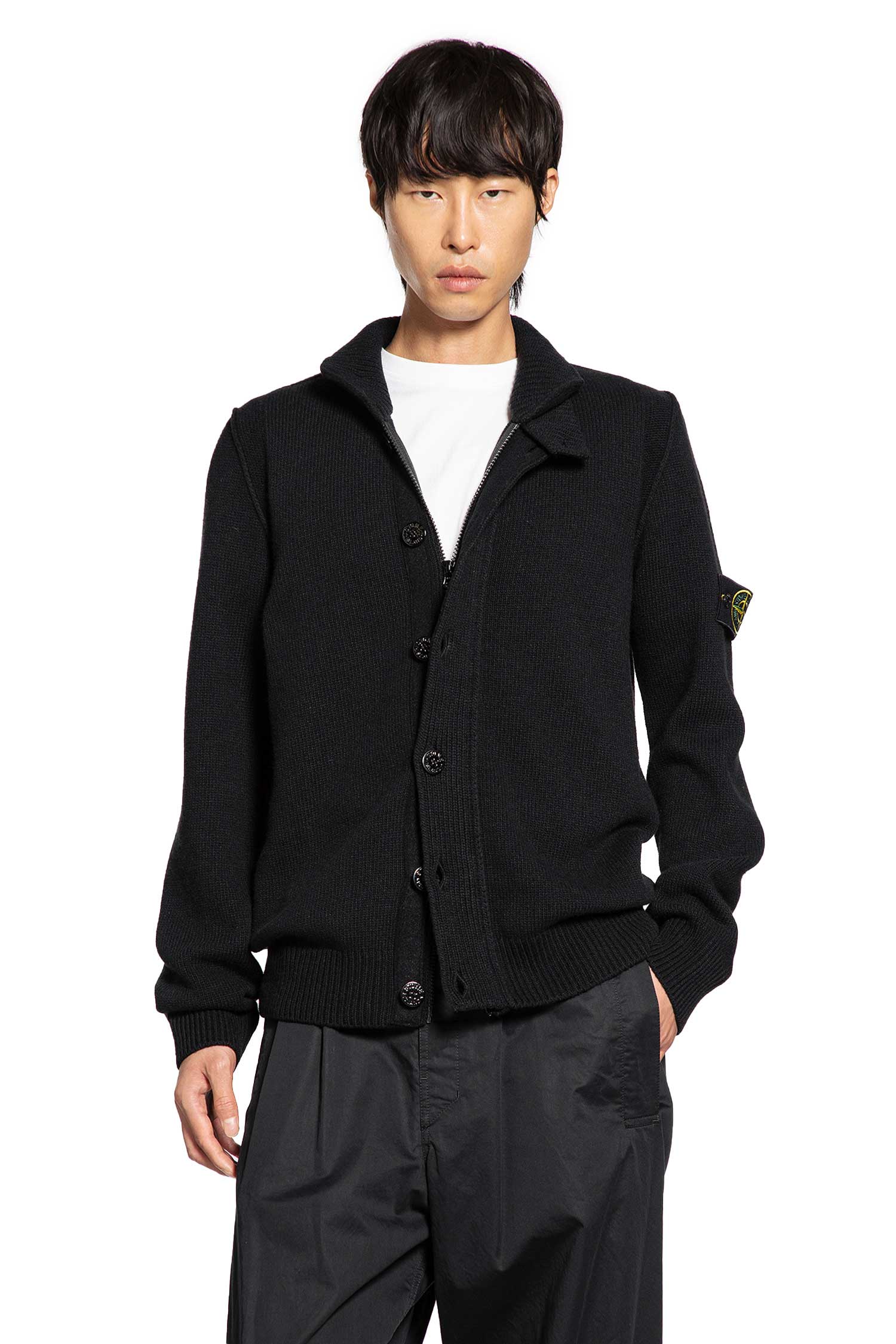 High Neck Wool Blend Cardigan