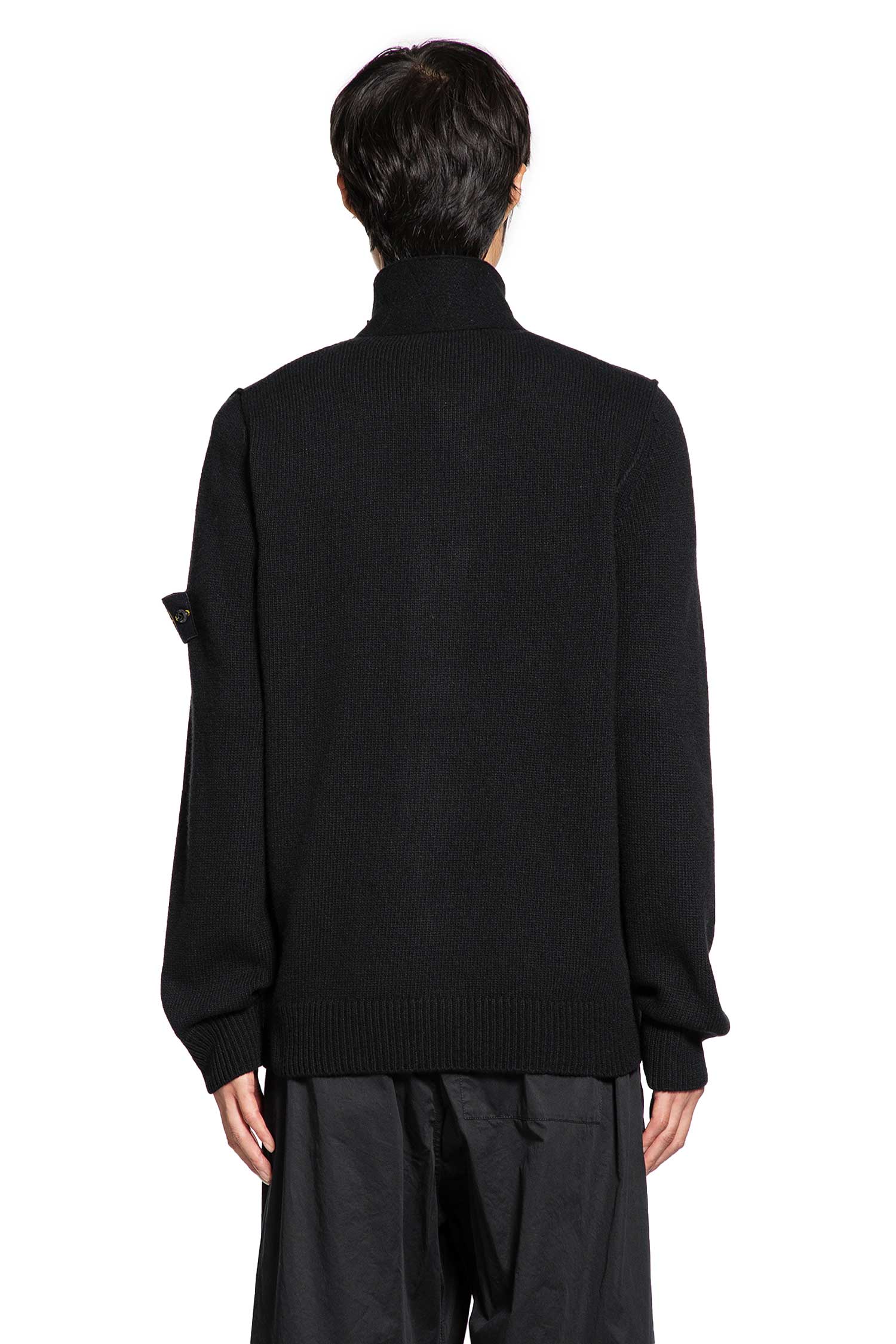 STONE ISLAND High Neck Wool Blend Cardigan man