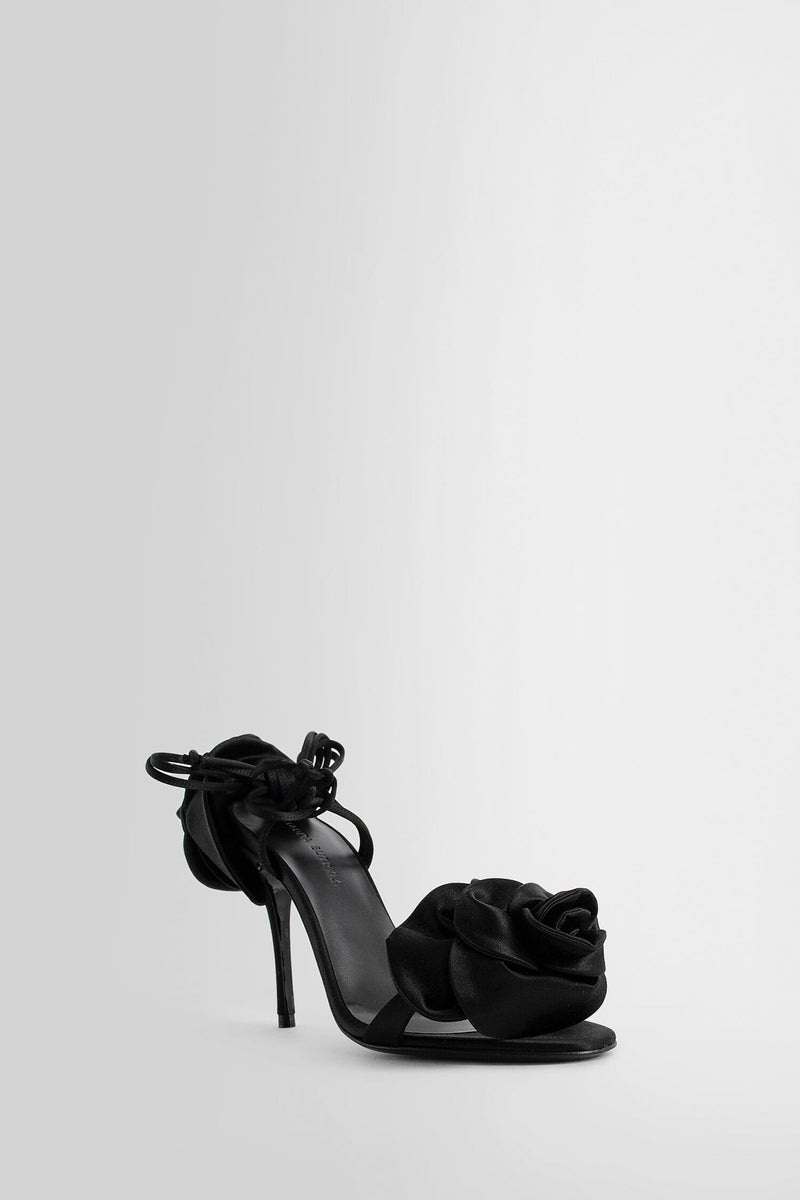 Magda Butrym Black Double Flower Heeled Sandals