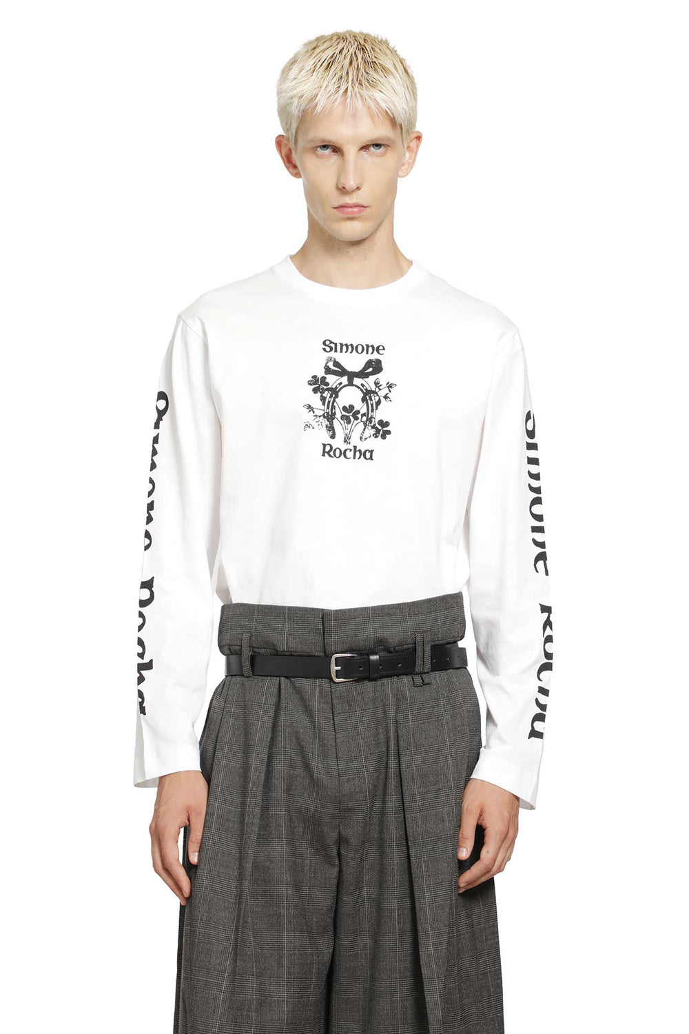 SIMONE ROCHA Coming Up Roses Print Long Sleeve Tee man