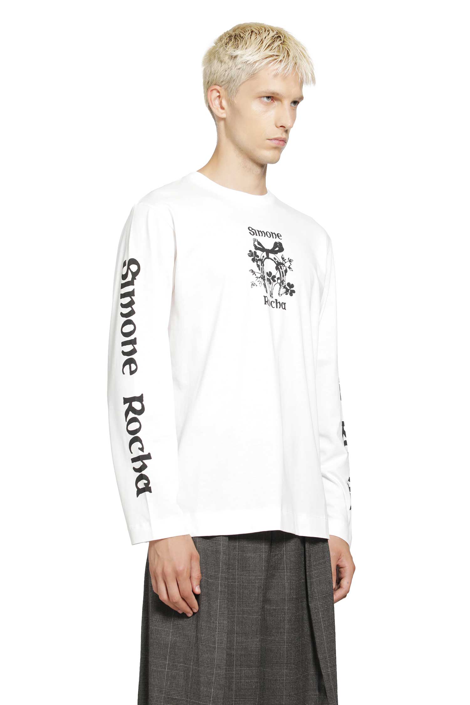 SIMONE ROCHA Coming Up Roses Print Long Sleeve Tee man