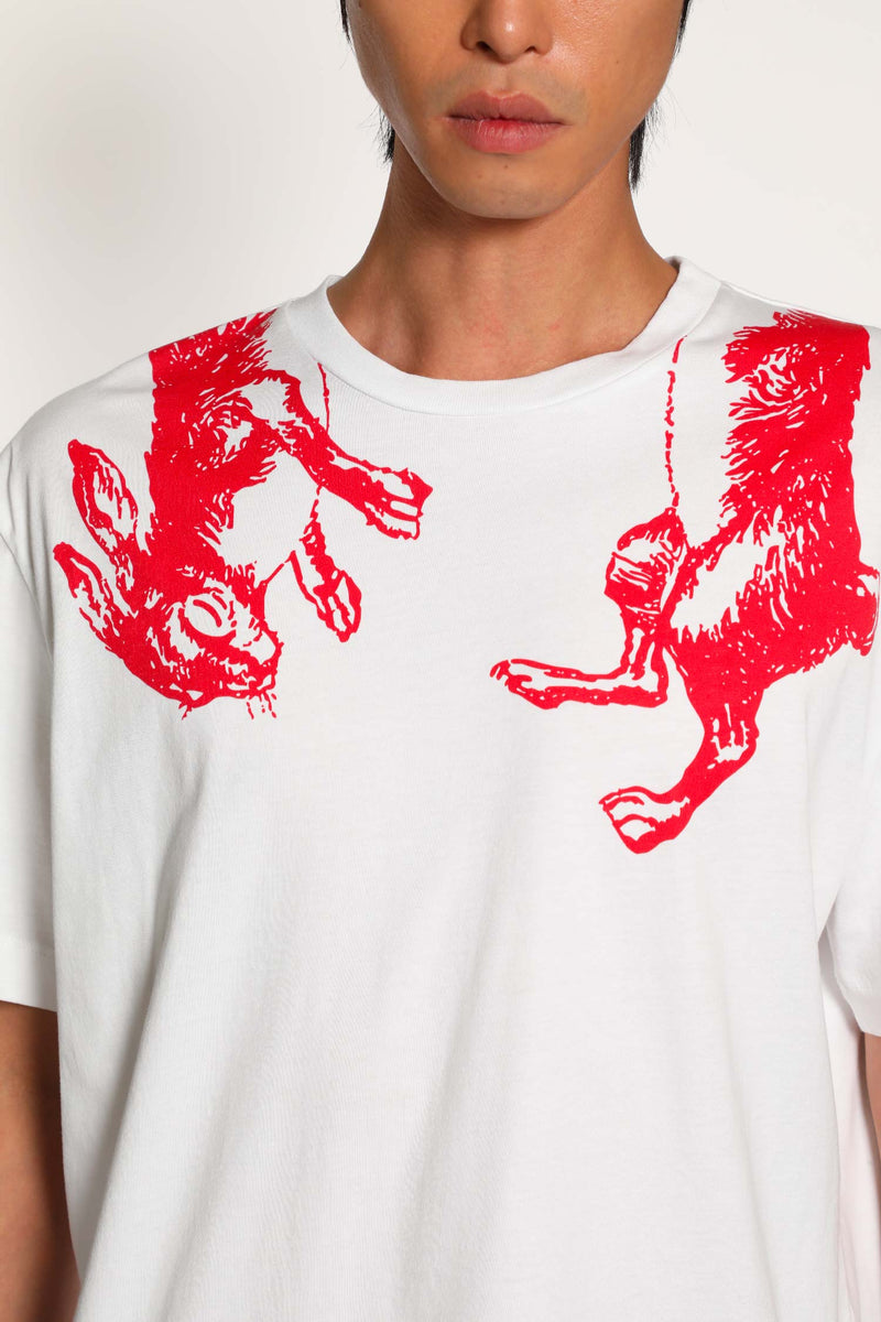Hare Ilustration Print T-Shirt - Antonioli.eu