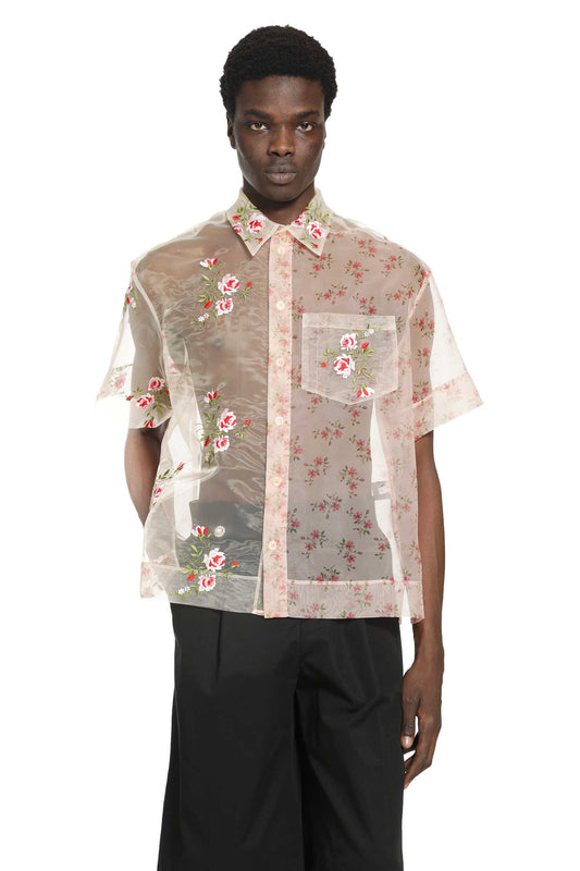 Sheer Patchwork Boxy Shirt