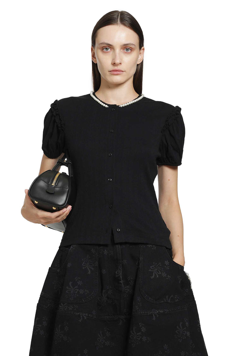 SIMONE ROCHA Pointelle Puff Sleeve Cardigan woman