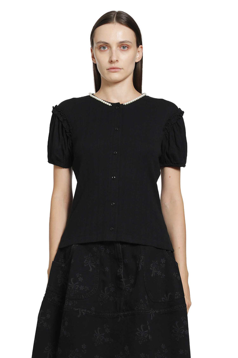 SIMONE ROCHA Pointelle Puff Sleeve Cardigan woman