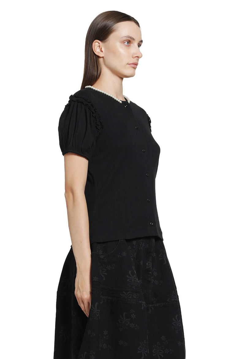SIMONE ROCHA Pointelle Puff Sleeve Cardigan woman