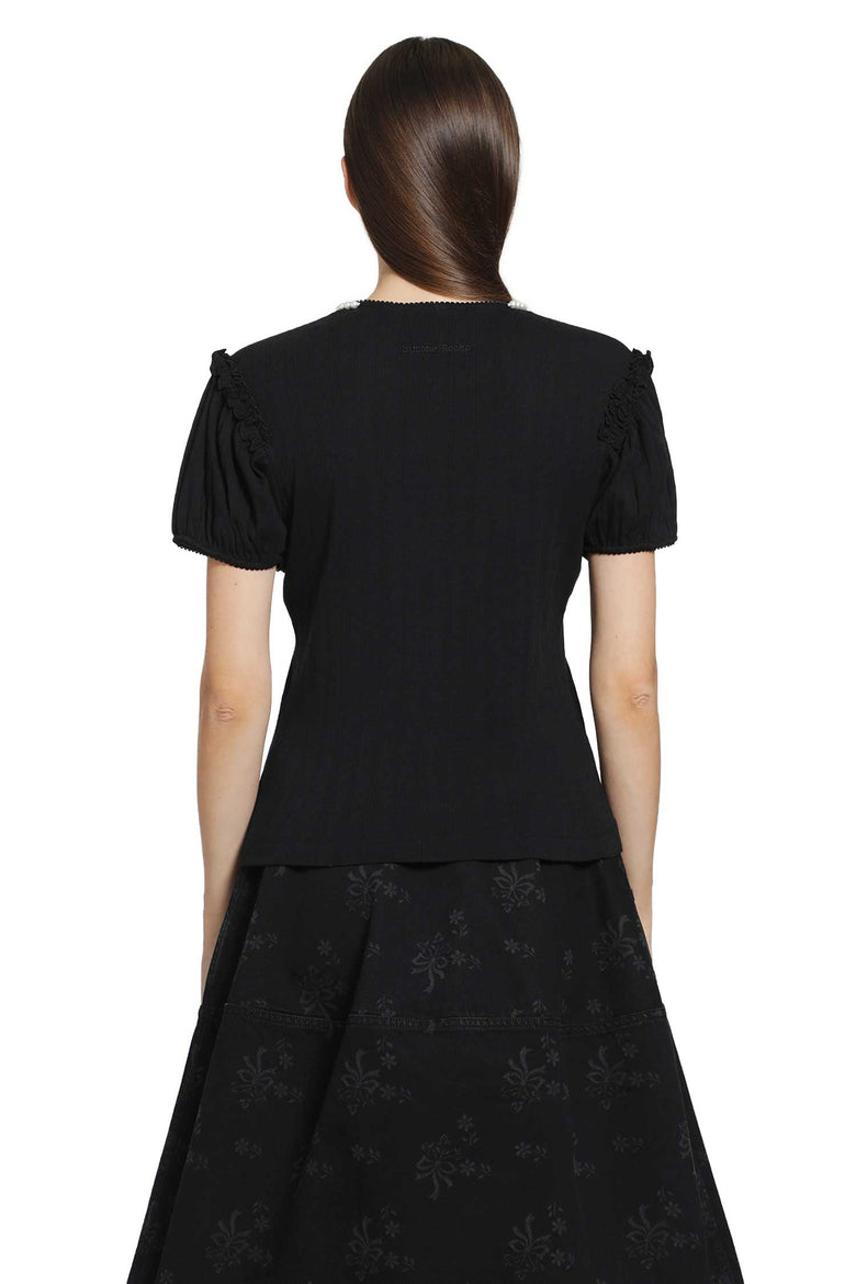 SIMONE ROCHA Pointelle Puff Sleeve Cardigan woman