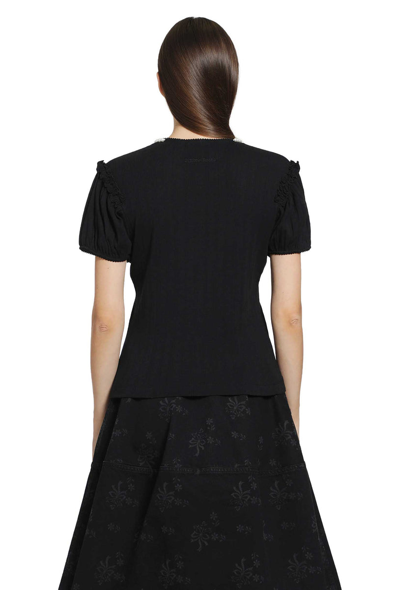 SIMONE ROCHA Pointelle Puff Sleeve Cardigan woman