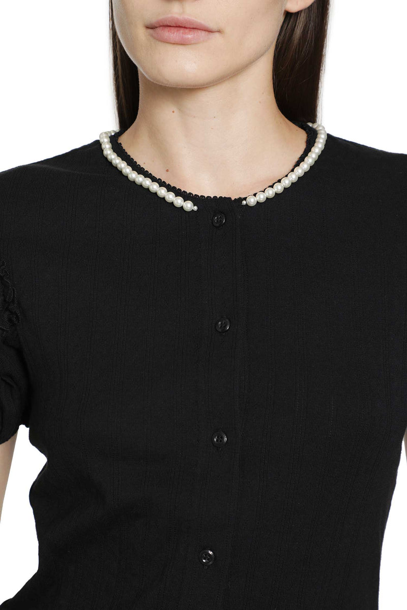 SIMONE ROCHA Pointelle Puff Sleeve Cardigan woman