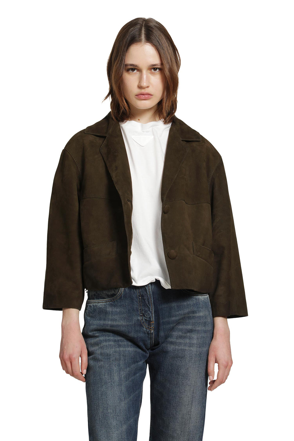 PRADA Cropped Suede Jacket woman