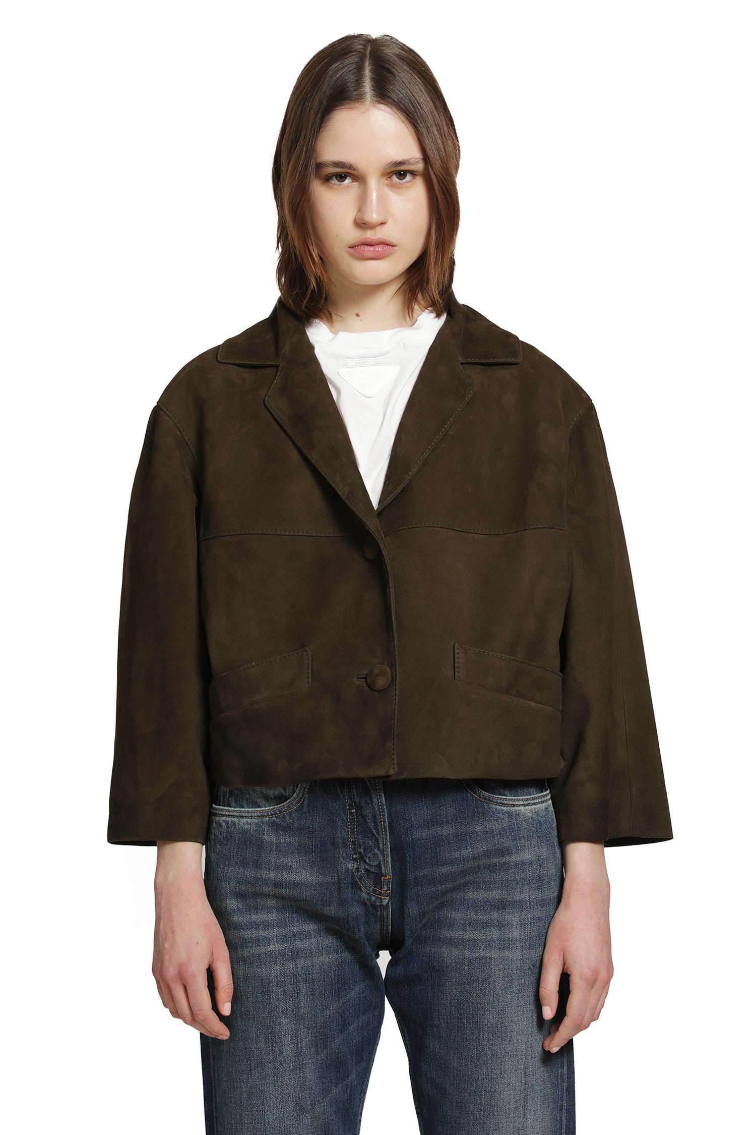 PRADA Cropped Suede Jacket woman