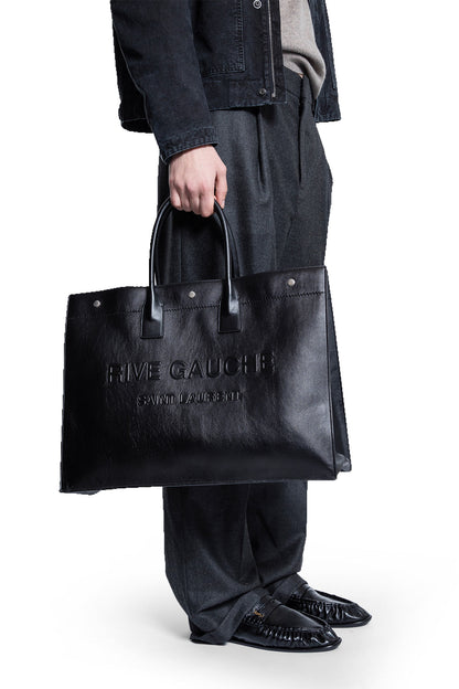 SAINT LAURENT MAN BLACK TOTE BAGS