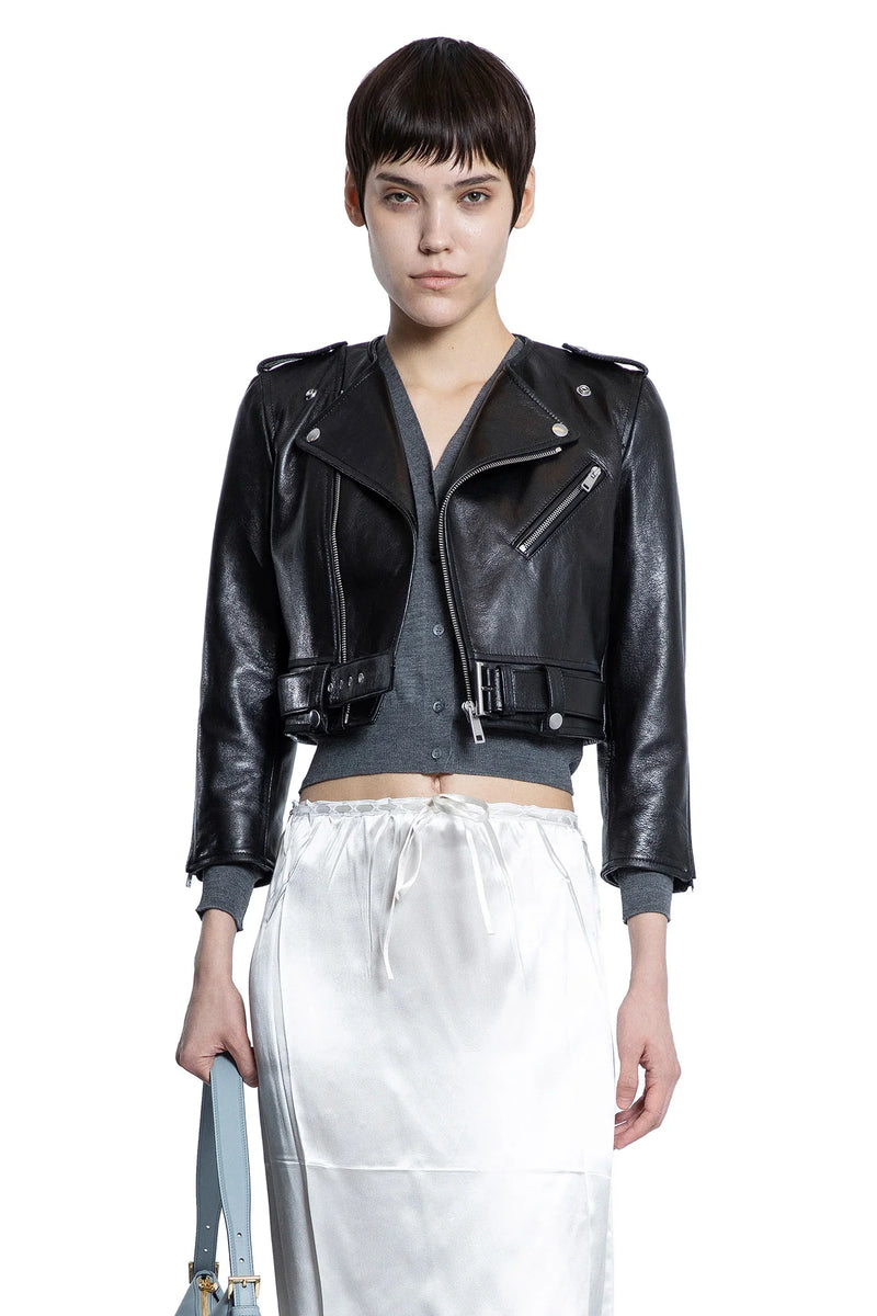 Cropped Leather Biker Jacket - Antonioli.eu