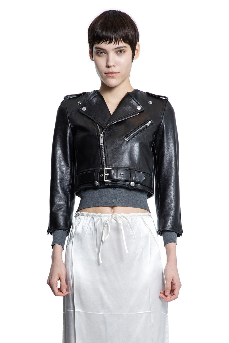 Cropped Leather Biker Jacket - Antonioli.eu