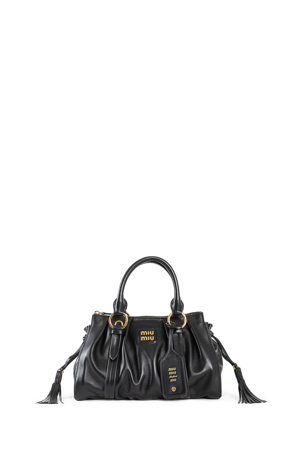 MIU MIU WOMAN BLACK TOP HANDLE BAGS