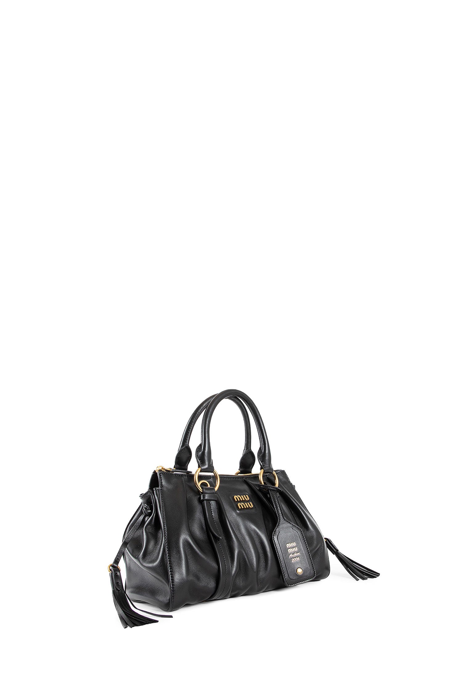 MIU MIU WOMAN BLACK TOP HANDLE BAGS