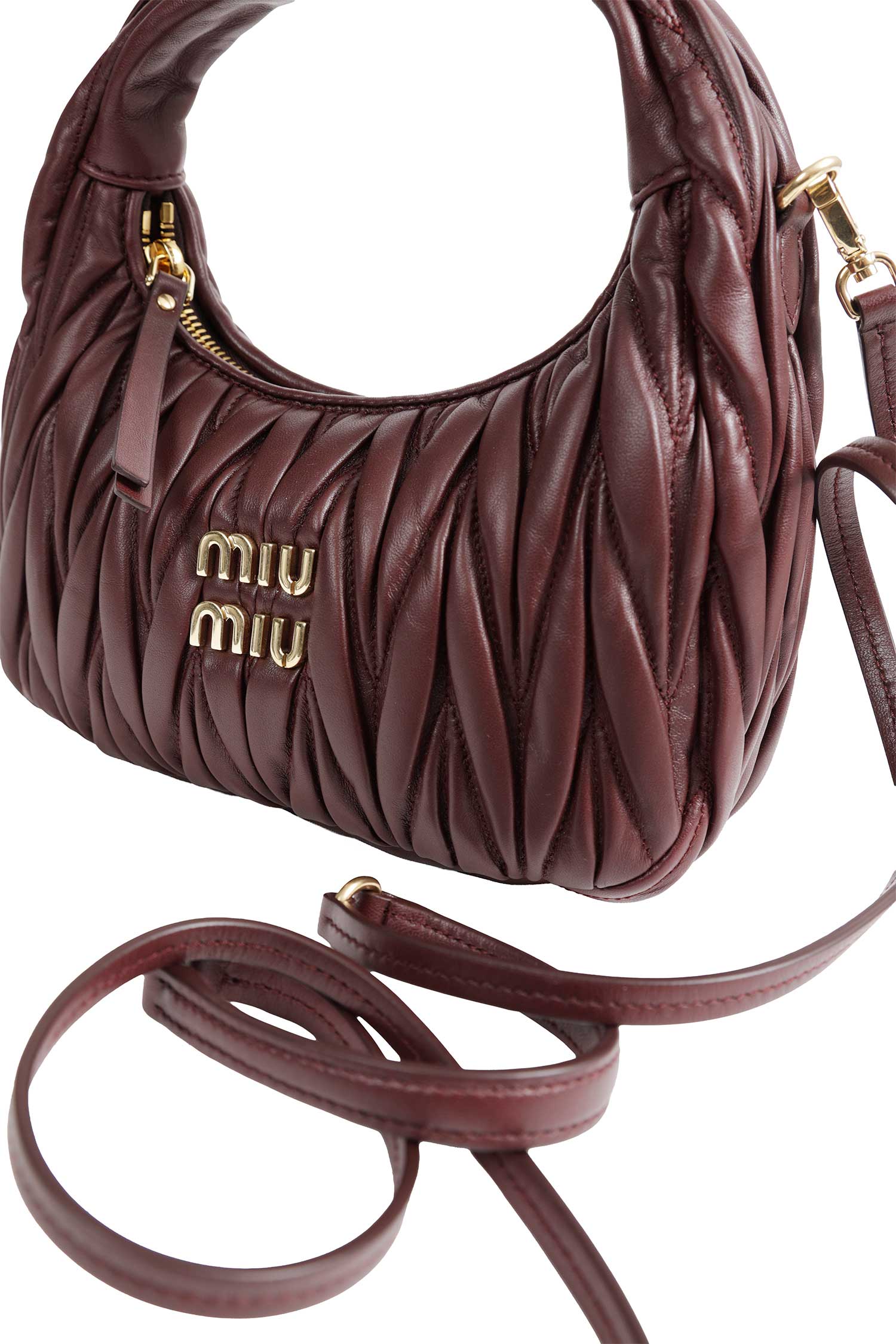 MIU MIU Wander Matelassé Nappa Leather Hobo Bag woman