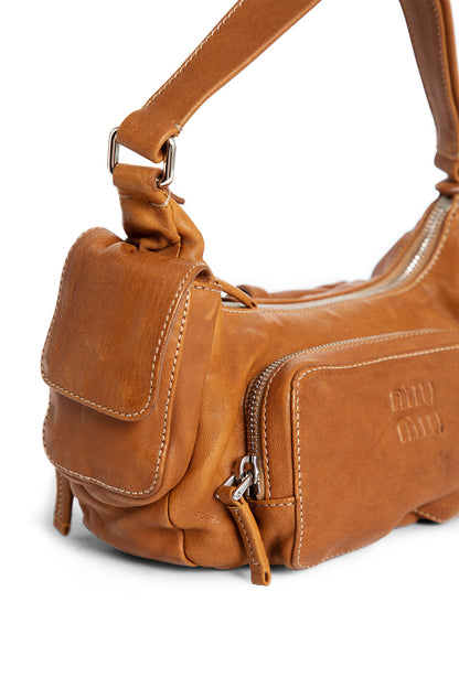 MIU MIU WOMAN BROWN SHOULDER BAGS