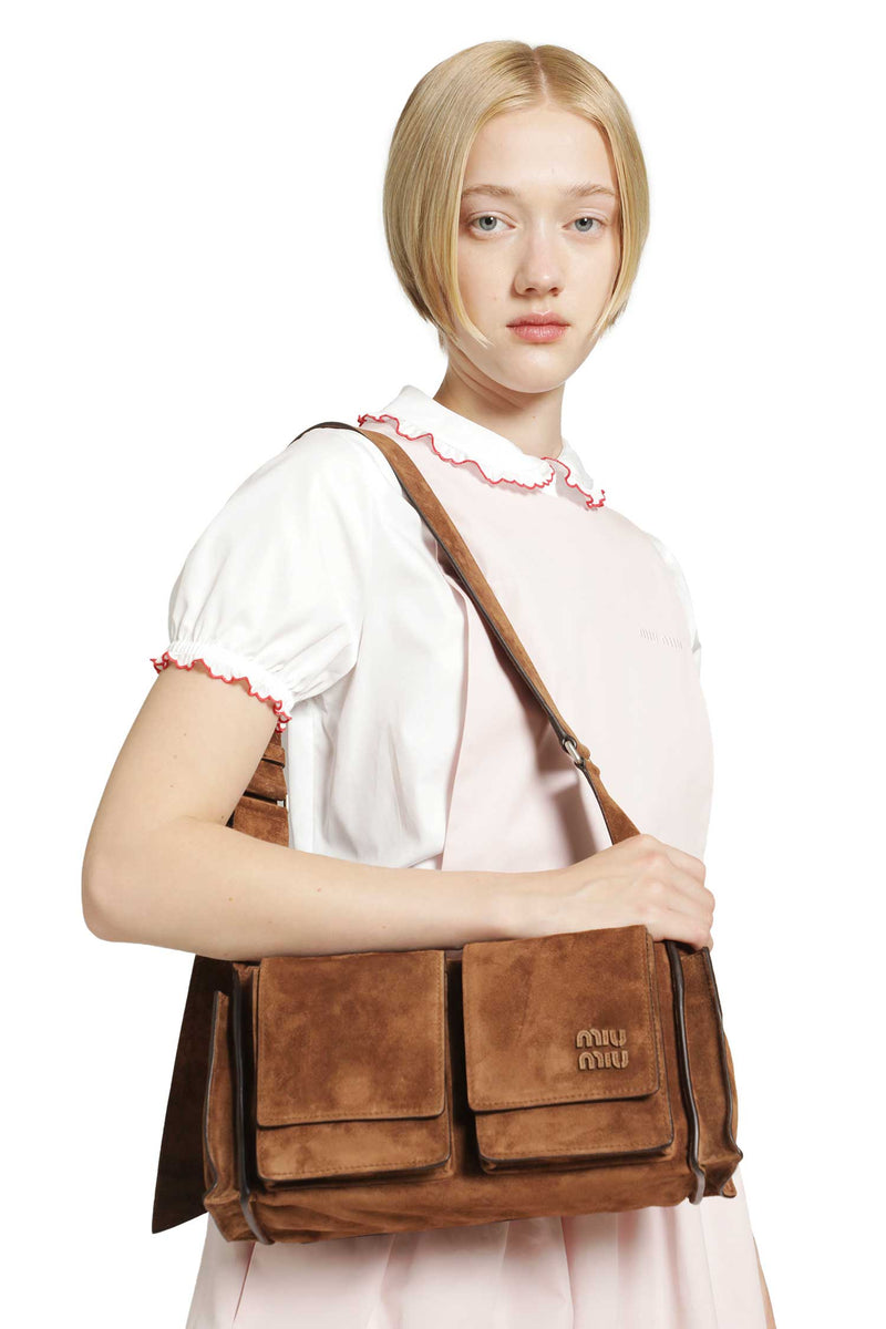 MIU MIU Utilitaire Suede Shoulder Bag woman