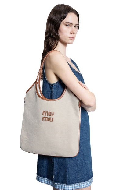 MIU MIU WOMAN BEIGE TOTE BAGS